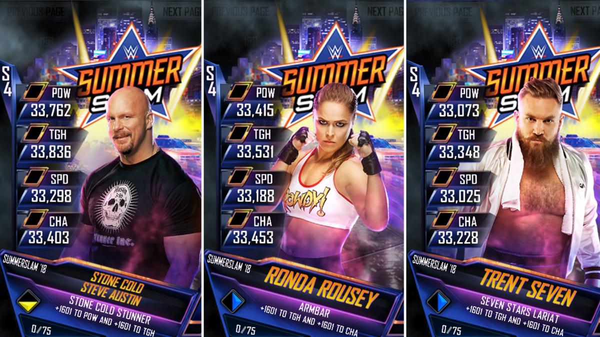 WWE SuperCard Summerslam 2018 Cartes