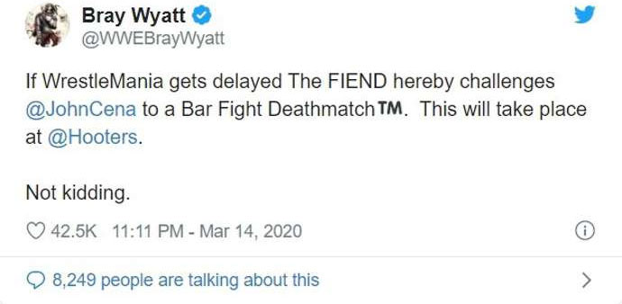 Bray Wyatt report WrestleMania 36